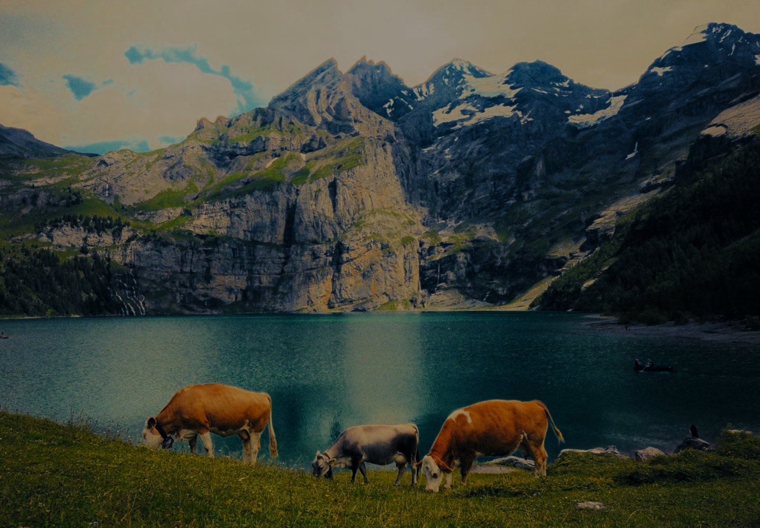 Mountain lake after the Density page: denser greens, blues and cyans