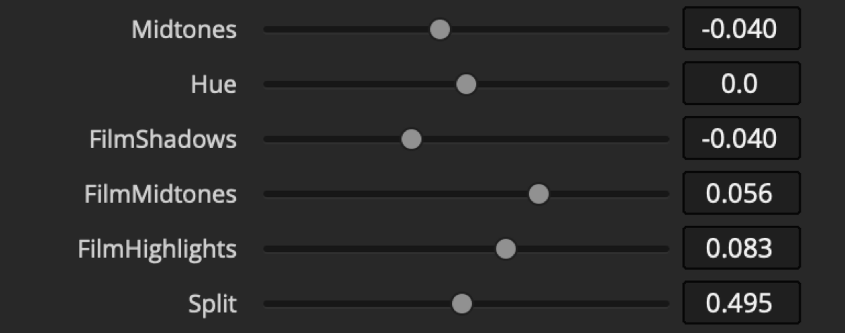 AVF FilmGrade film controls